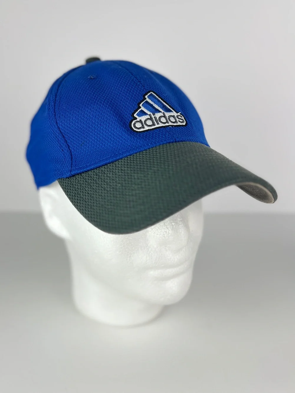 Adidas Climalite A-Flex Fitted Youth Hat Baseball Cap Embroidered Logo Blue Gray